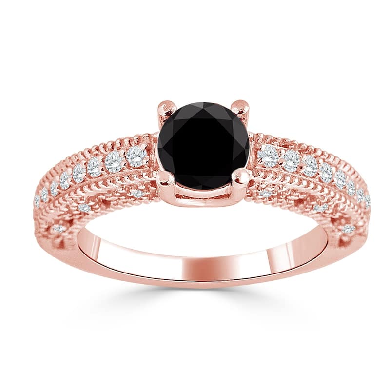 Auriya 14K Gold 1ct TDW Black and White Diamond Engagement Ring (Black)