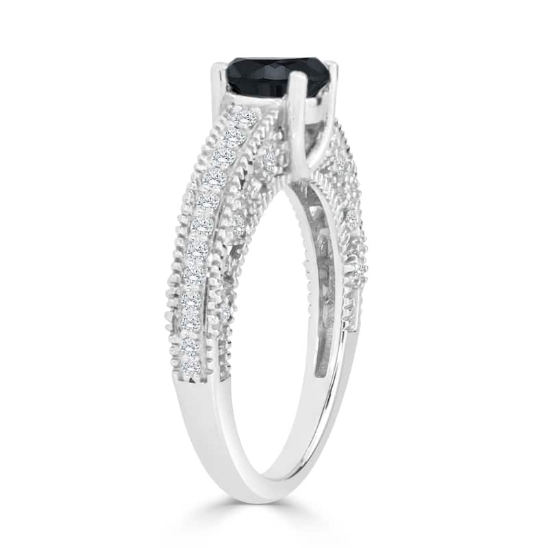 Auriya 14K Gold 1ct TDW Black and White Diamond Engagement Ring (Black)