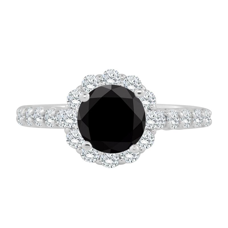 Auriya 14k Gold 1 1/2ctw Black Diamond Halo Engagement Ring