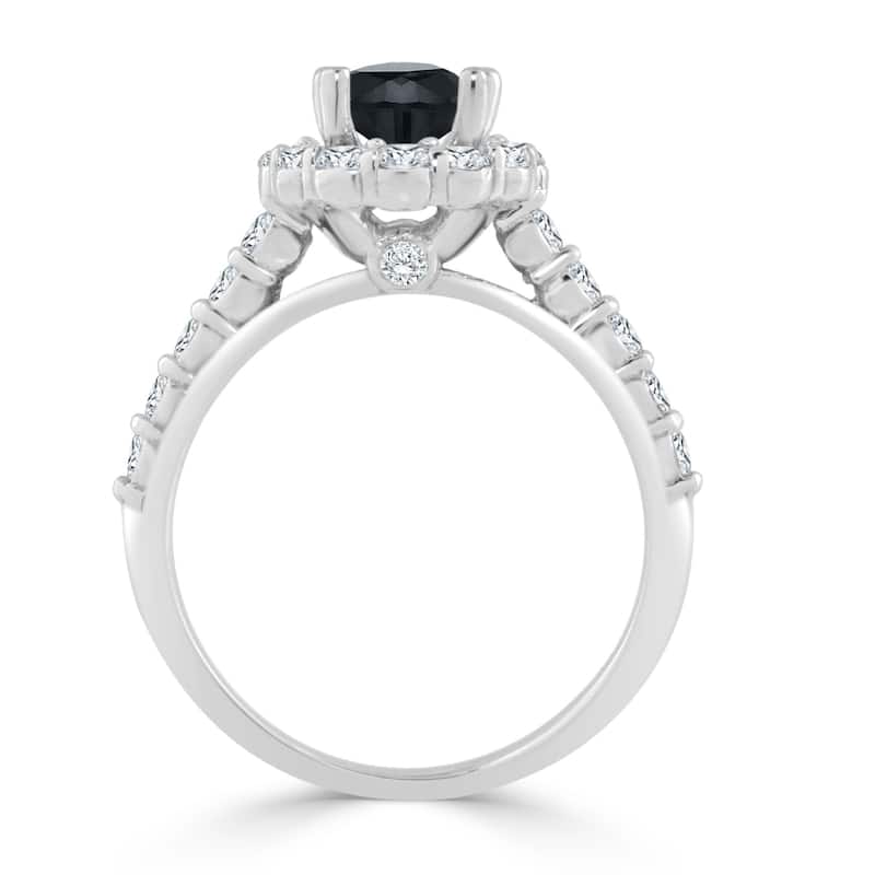 Auriya 14k Gold 1 1/2ctw Black Diamond Halo Engagement Ring