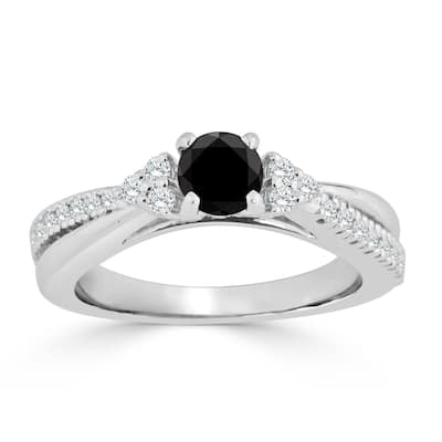 Auriya 14k Gold 3/4ctw Modern Black Diamond Engagement Ring