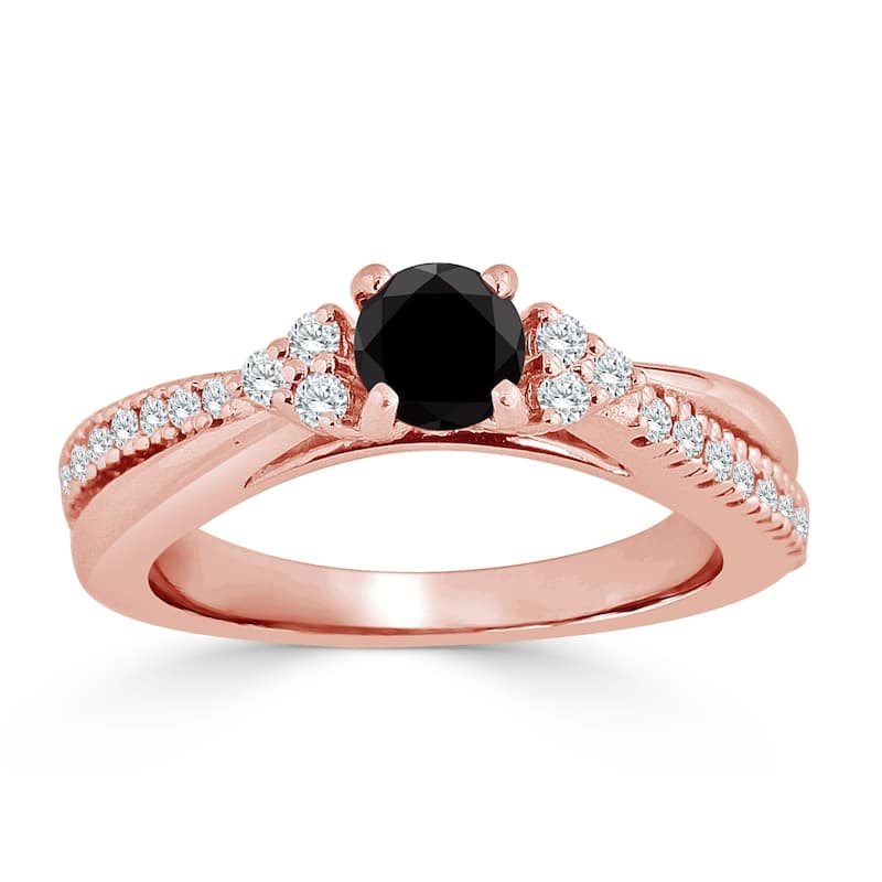 Auriya 14k Gold 3/4ctw Modern Black Diamond Engagement Ring - 5 - Rose