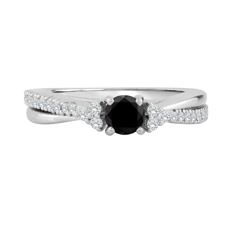 Auriya 14k Gold 3/4ctw Modern Black Diamond Engagement Ring
