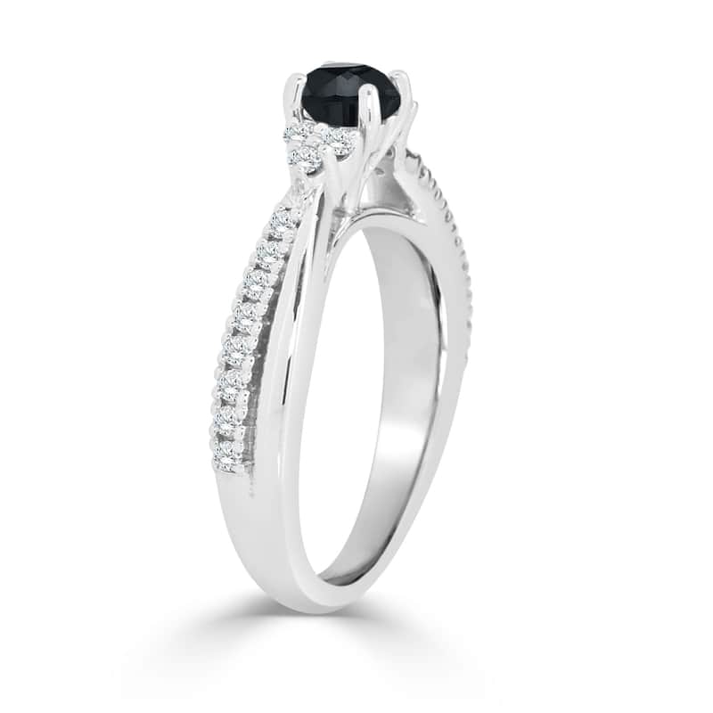 Auriya 14k Gold 3/4ctw Modern Black Diamond Engagement Ring