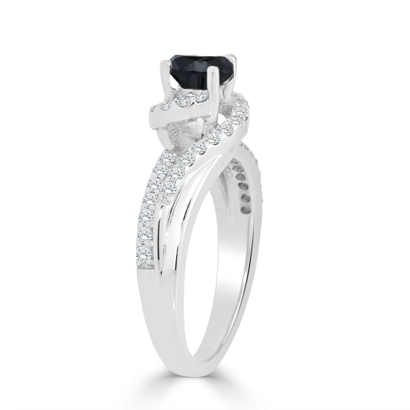 14k Gold 1ct TDW Split-Shank Black Diamond Halo Engagement Ring