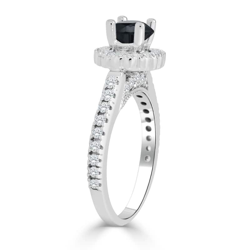 Auriya 14k Gold 3/4ctw Halo Black Diamond Engagement Ring