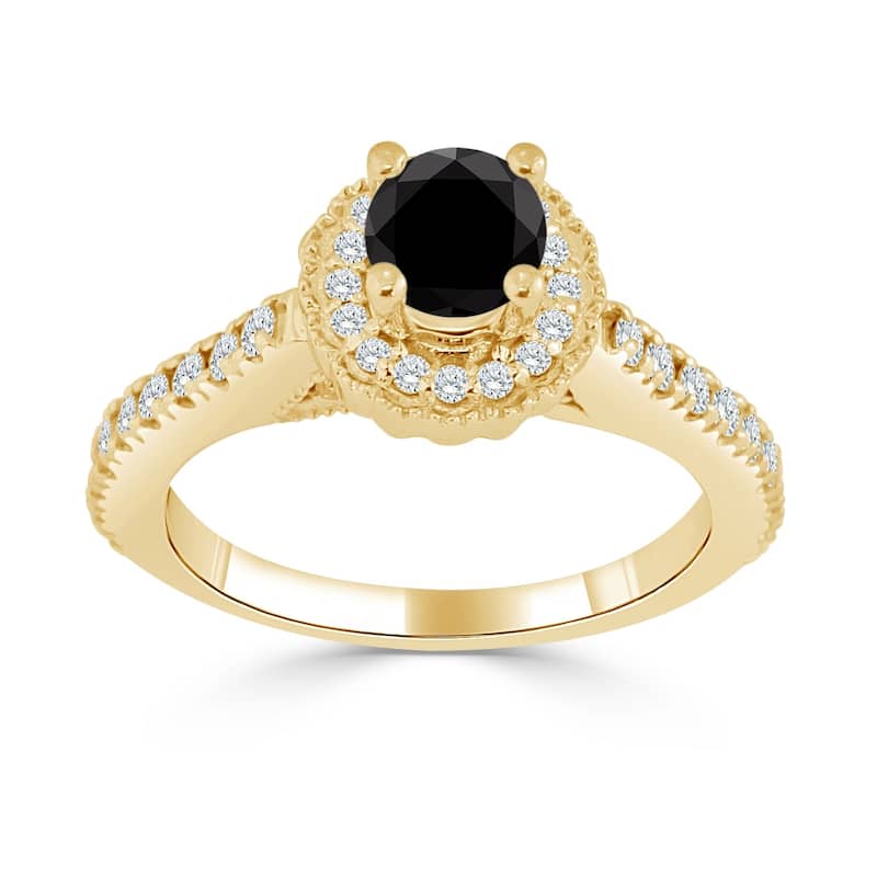 Auriya 14k Gold 3/4ctw Halo Black Diamond Engagement Ring