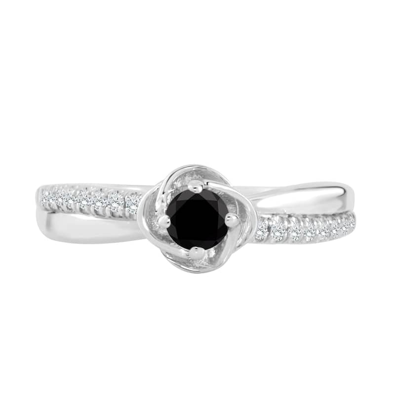 Auriya 14k Gold 1/3ct TDW Black and White Diamond Engagement Ring