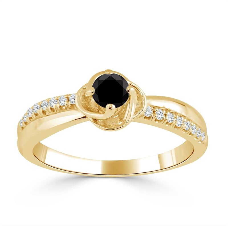 Auriya 14k Gold 1/3ct TDW Black and White Diamond Engagement Ring