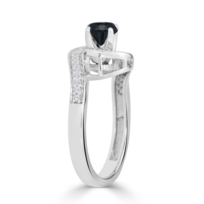 Auriya 14k Gold 3/4ctw Modern Halo Black Diamond Engagement Ring
