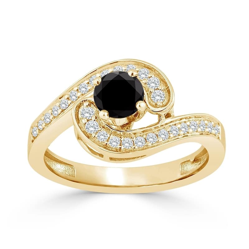 Auriya 14k Gold 3/4ctw Modern Halo Black Diamond Engagement Ring - 7.5 - Yellow