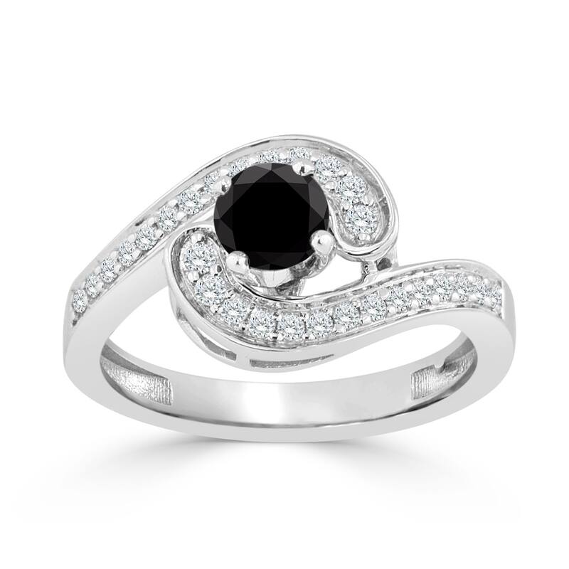 Auriya 14k Gold 3/4ctw Modern Halo Black Diamond Engagement Ring