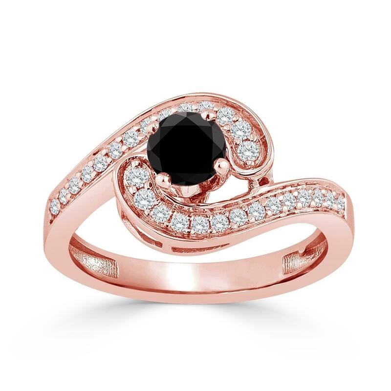Auriya 14k Gold 3/4ctw Modern Halo Black Diamond Engagement Ring - 5.5 - Rose