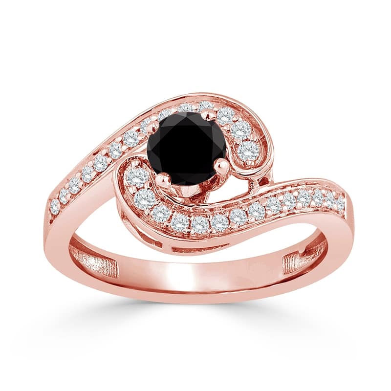 Auriya 14k Gold 3/4ctw Modern Halo Black Diamond Engagement Ring
