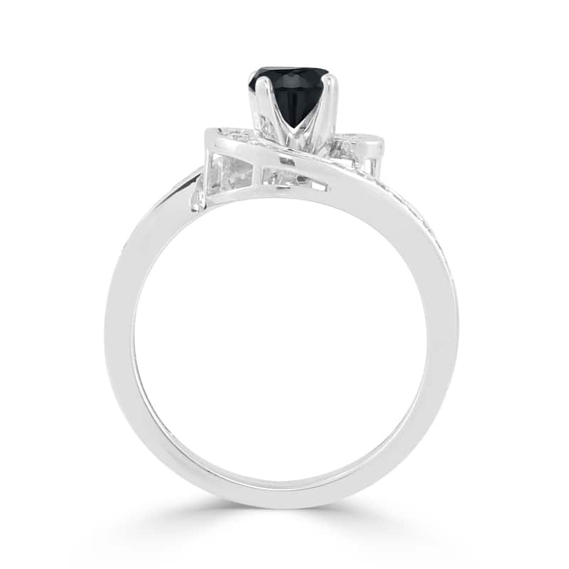 Auriya 14k Gold 3/4ctw Modern Halo Black Diamond Engagement Ring