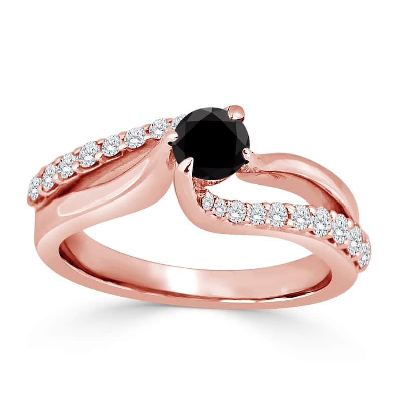 Auriya 14k Gold 3/4ct TDW Black and White Diamond Engagement Ring (Black)