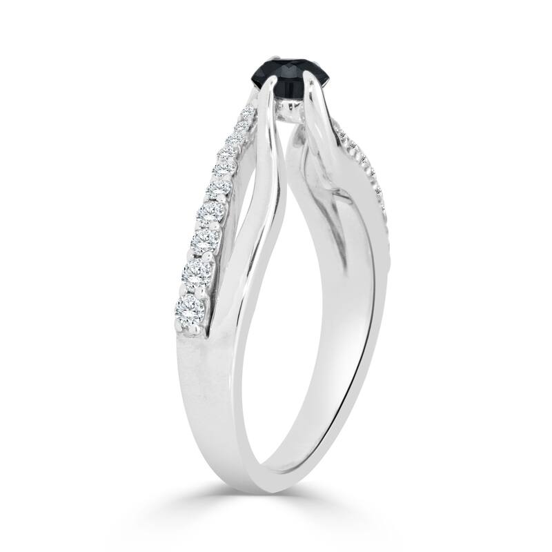 Auriya 14k Gold 3/4ct TDW Black and White Diamond Engagement Ring (Black)