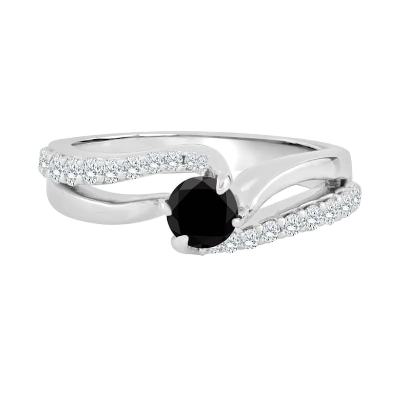Auriya 14k Gold 3/4ct TDW Black and White Diamond Engagement Ring (Black)