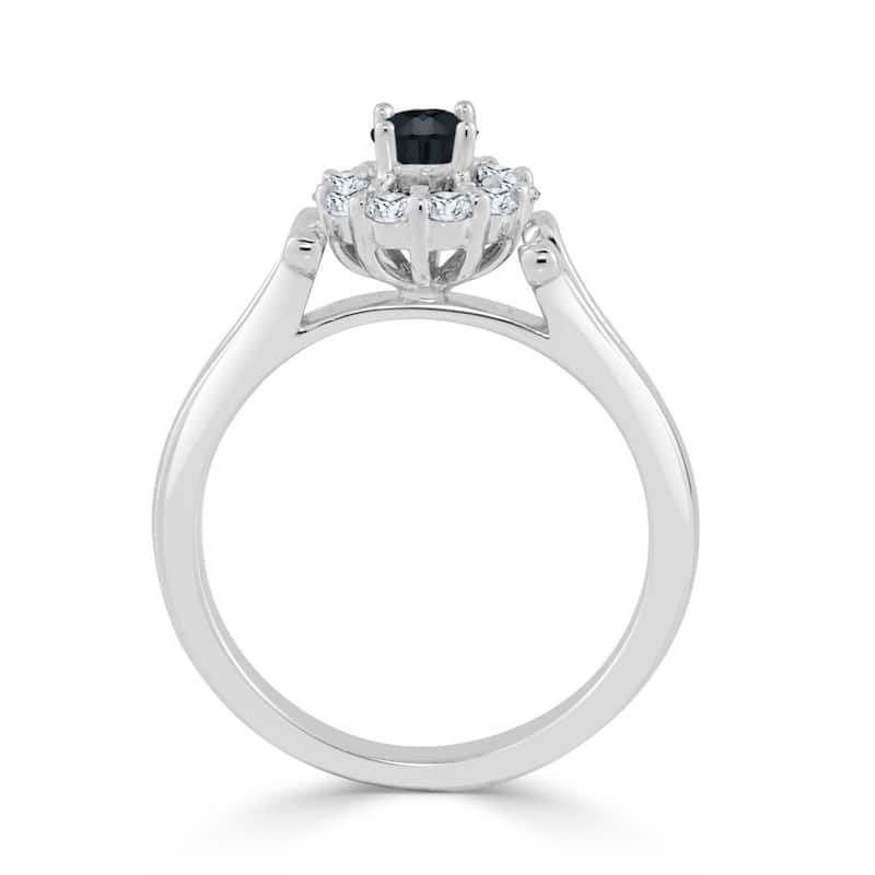 Auriya 14k Gold 1/2ct TDW Black and White Diamond Halo Engagement Ring (Black)