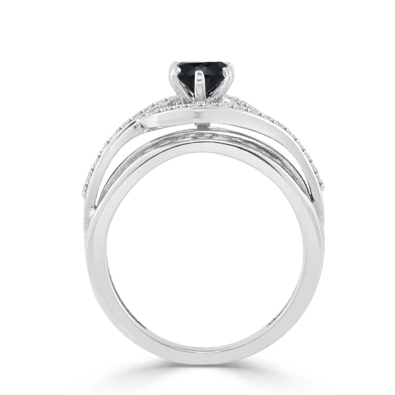 Auriya 14k Gold 1ct TDW Black and White Diamond Swirl Halo Engagement Ring (Black)