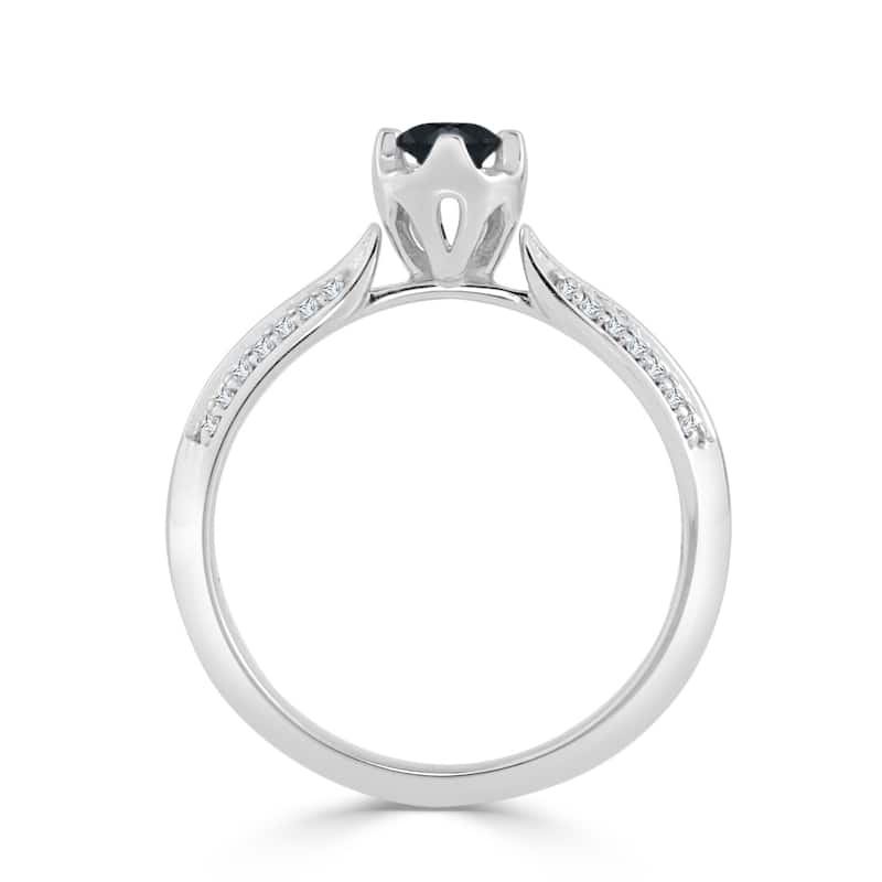 Auriya 14k Gold 1/3ct TDW Black and White Diamond Engagement Ring (Black)