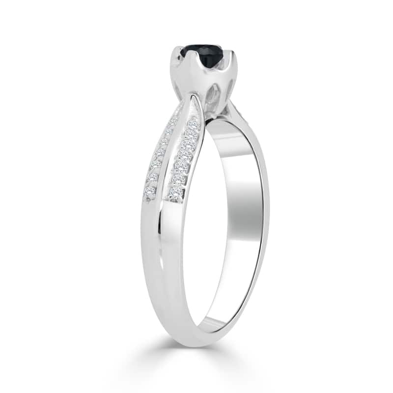 Auriya 14k Gold 1/3ct TDW Black and White Diamond Engagement Ring (Black)
