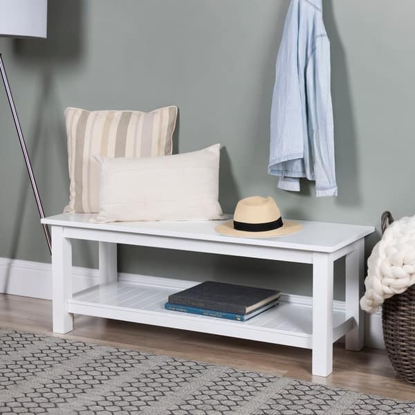 Shop 50 Entryway Bench With Slatted Shelf 50 X 14 X 18h On