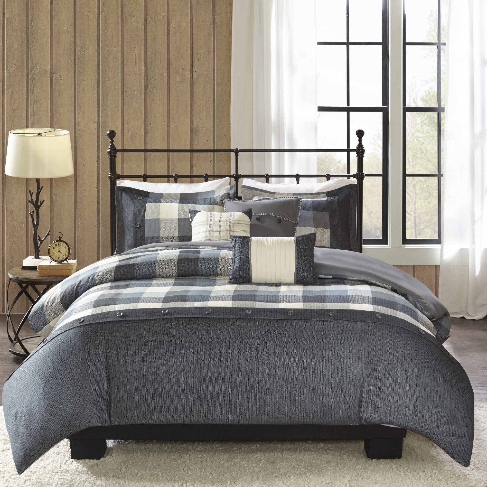 Shop Madison Park Pioneer Grey 6 Pieces Printed Herringbone Duvet