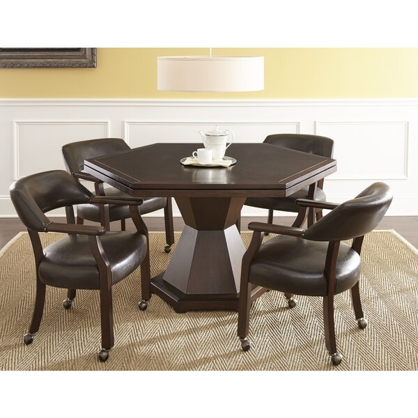 Montreal Brown Faux Leather And Wood 5 Piece Game Set By Greyson Living Montreal Brown Faux Leather And Wood 5 Piece Game Set By Greyson Living