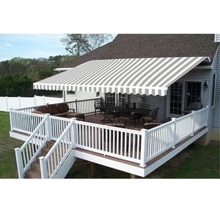 Awnings Garden Patio Our Best Home Goods Deals Online At Aleko 10x8 Feet Retractable Outdoor Patio Awning Deck Sunshade Grey White Stripes