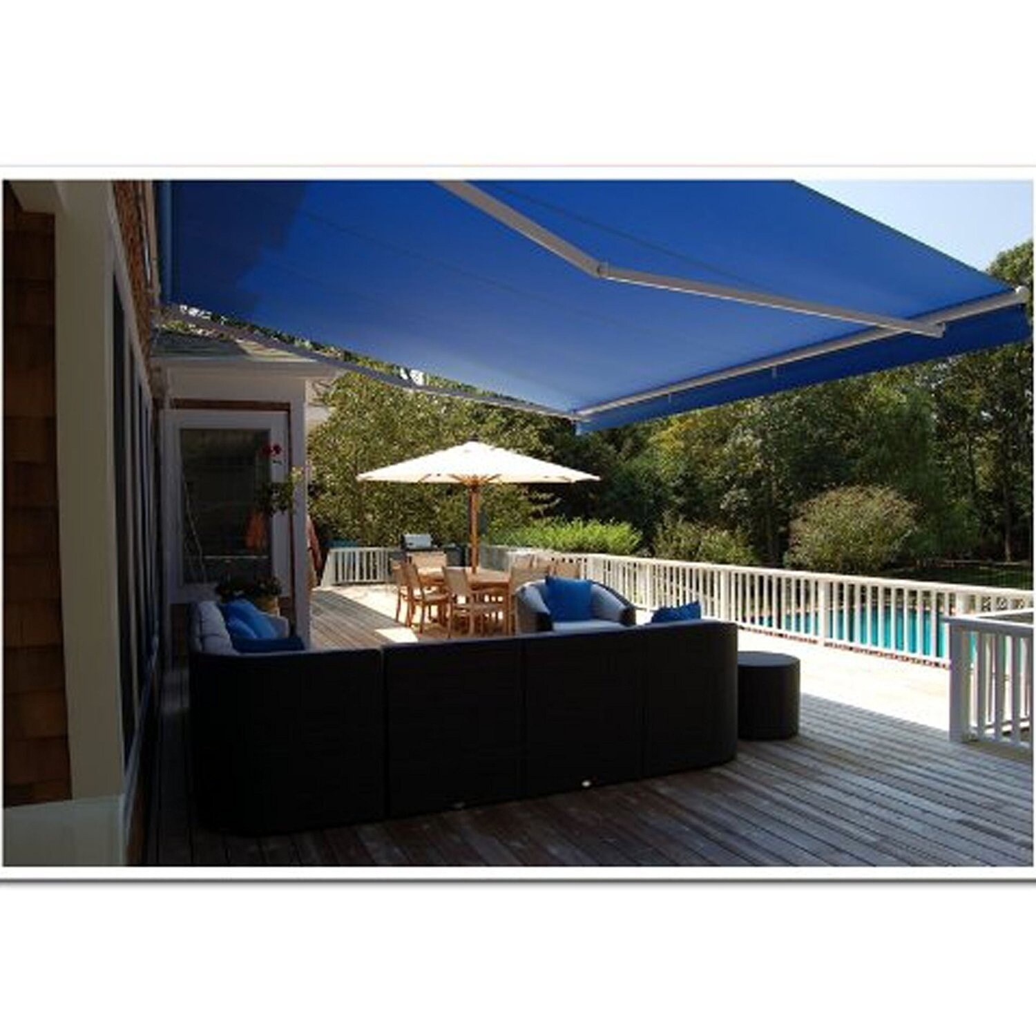 Aleko Motorized 20x10 Feet Retractable Outdoor Patio Awning Blue 10 X 20 Ebay 2809