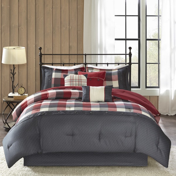 Madison Park Pioneer 7-piece Printed Brushed Herringbone Comforter Set 2-Color Option