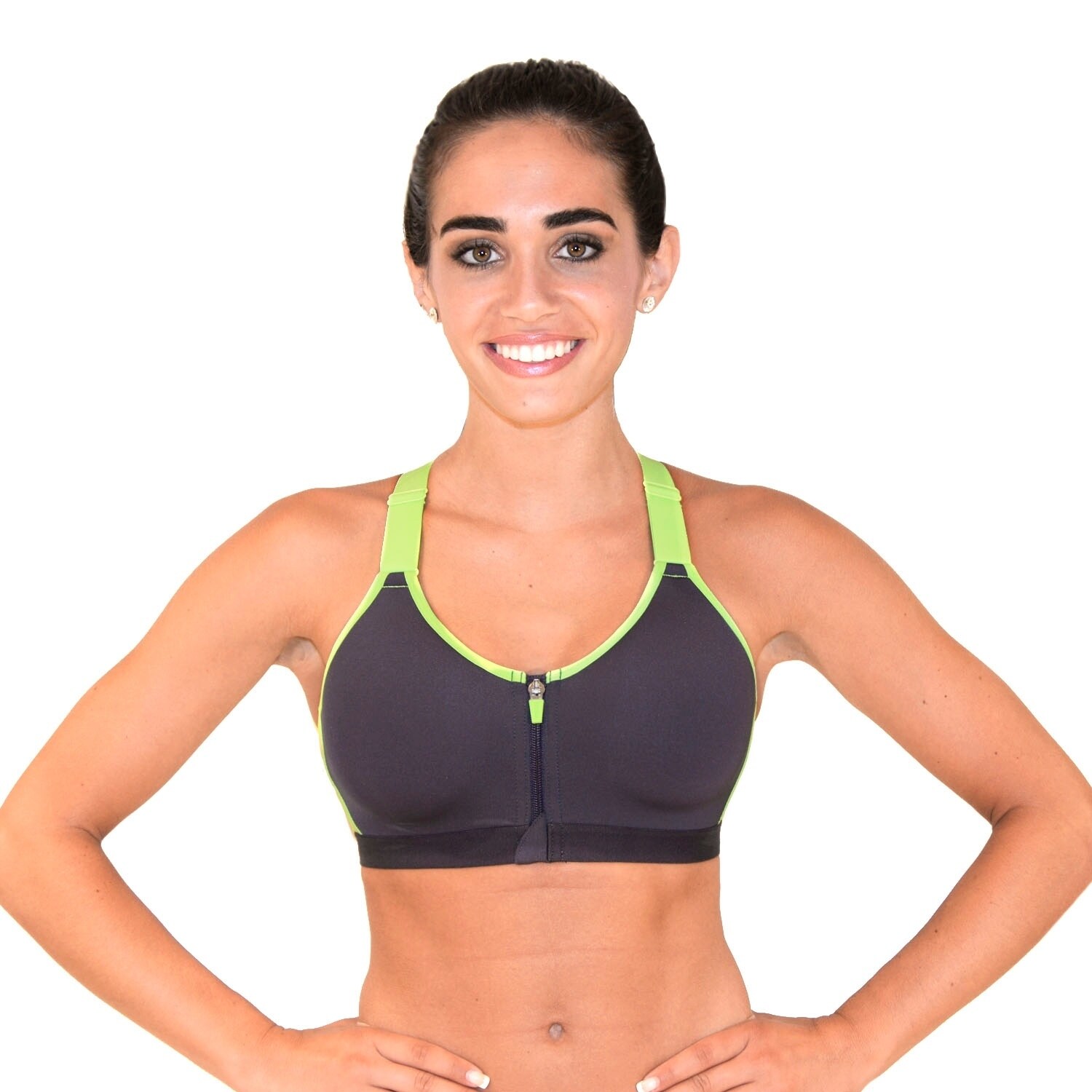 rbx zip front sports bra