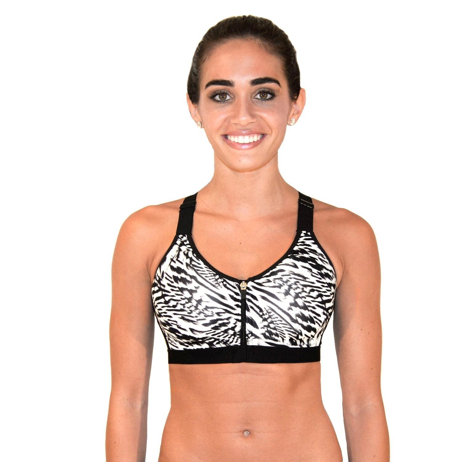 rbx zip front sports bra