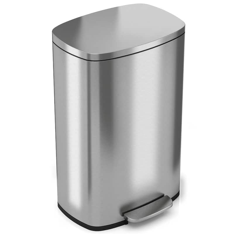 Halo Premium 13 Gallon Silvertone Stainless Steel Step-style Trash Can