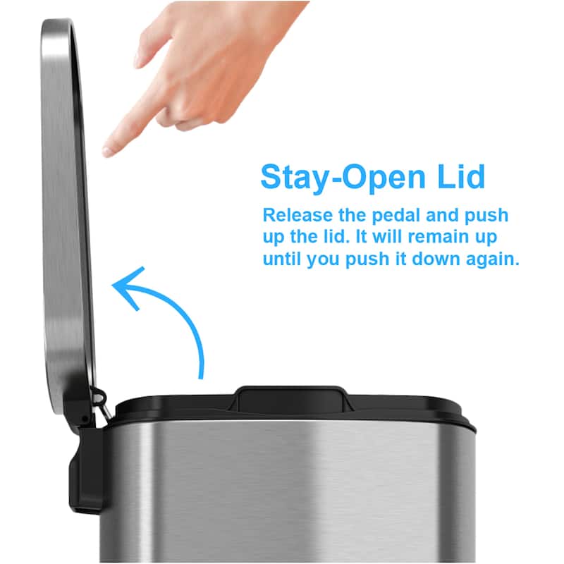 Halo Premium 13 Gallon Silvertone Stainless Steel Step-style Trash Can