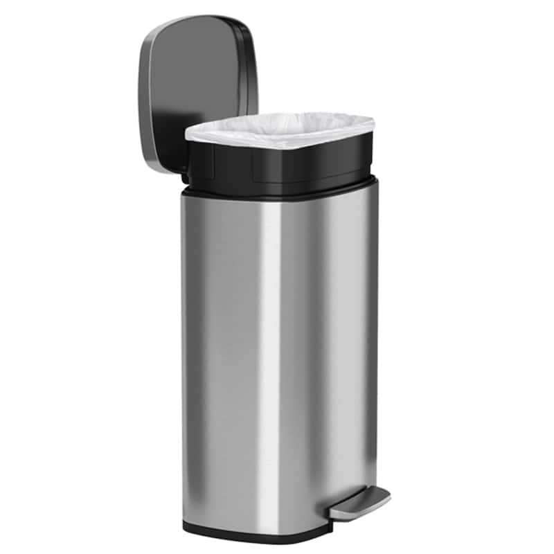 Halo Premium 13 Gallon Silvertone Stainless Steel Step-style Trash Can
