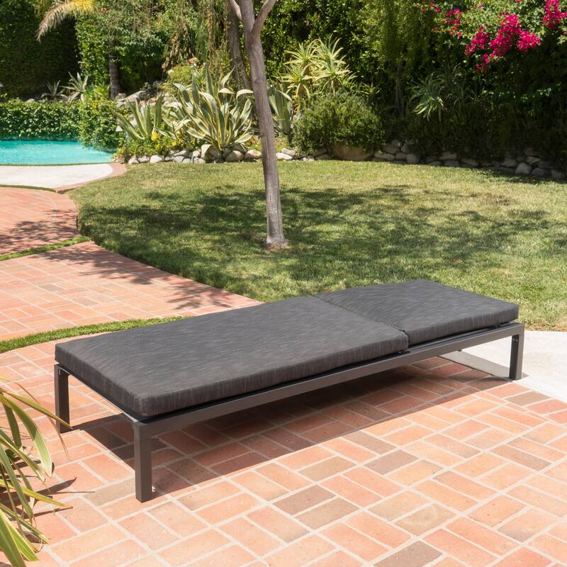Navan Outdoor Aluminum Chaise Lounge with Cushion by Christopher Knight Home