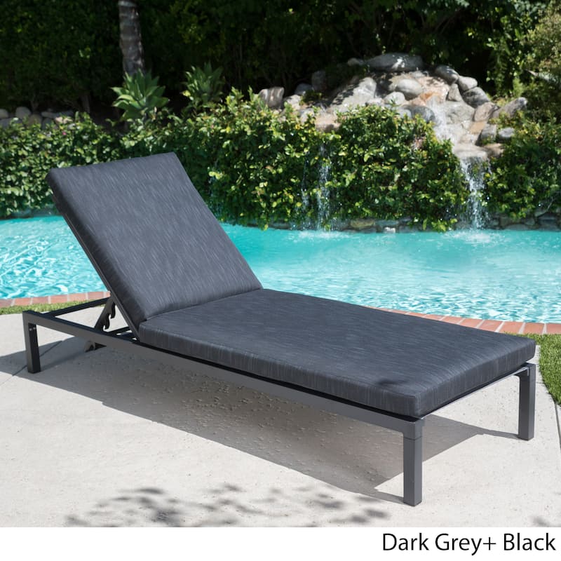 Navan Outdoor Aluminum Chaise Lounge with Cushion by Christopher Knight Home