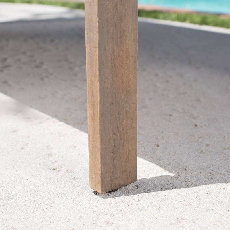 Luciano Outdoor Acacia Wood Bench with Cushions by Christopher Knight Home