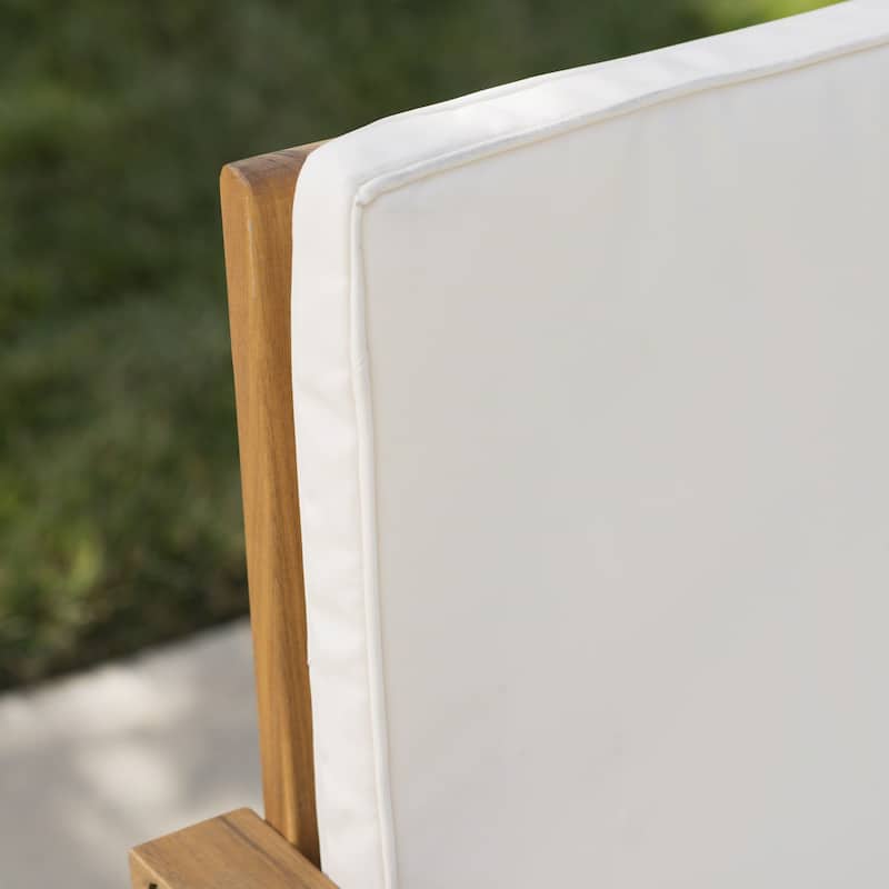 Luciano Outdoor Acacia Wood Bench with Cushions by Christopher Knight Home