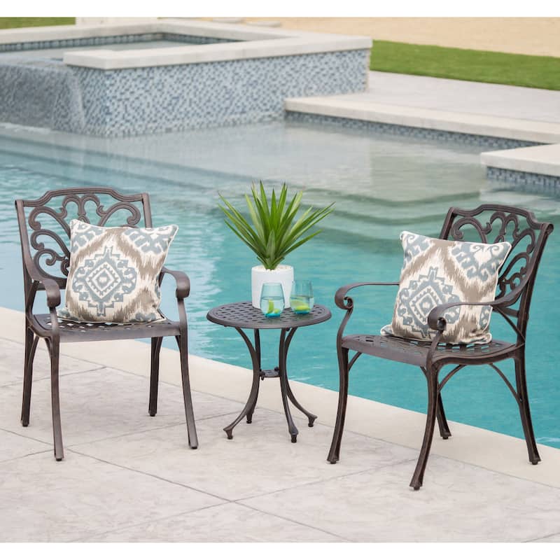 Lola Outdoor 3-piece Round Aluminum Chat Set by Christopher Knight Home