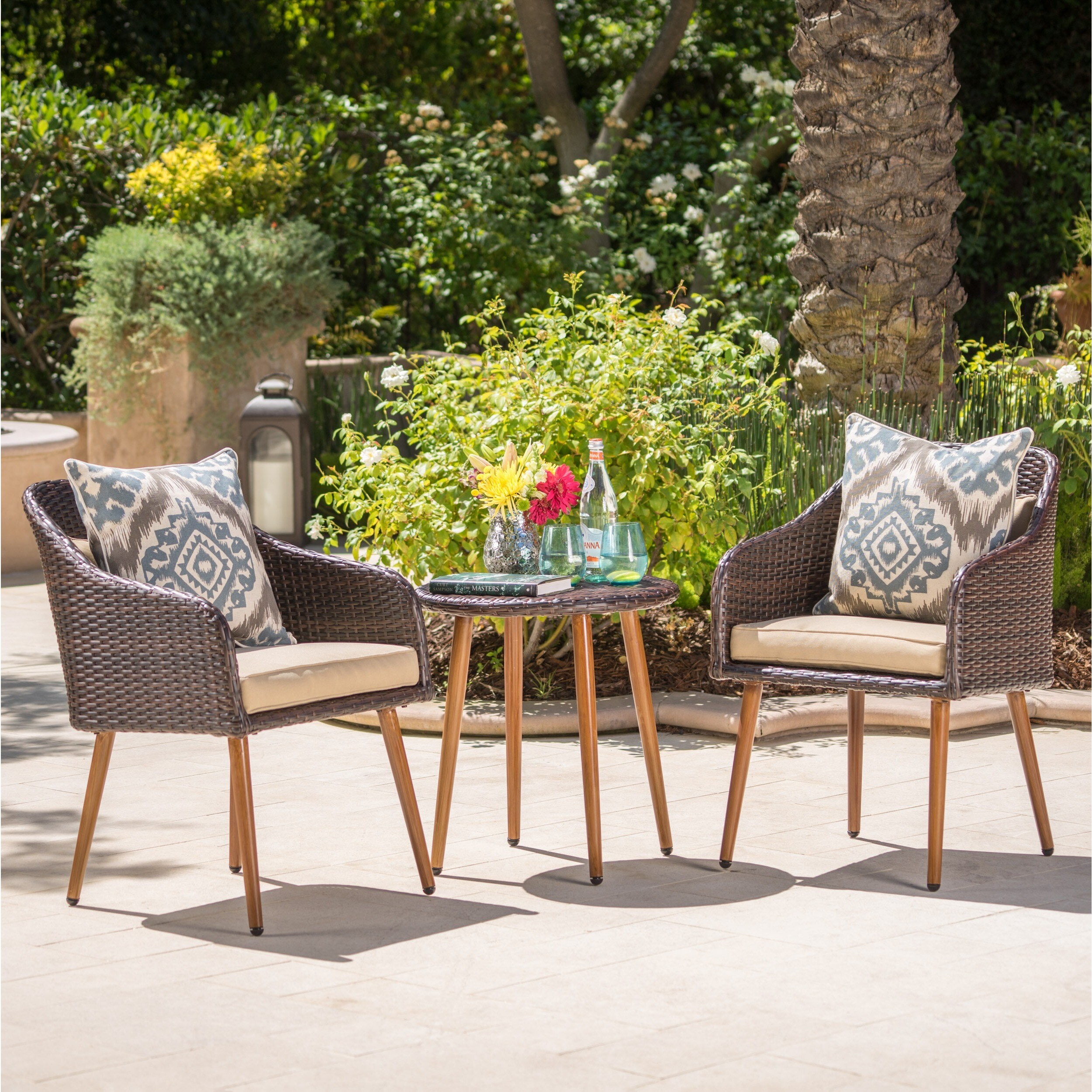 Sarasota Outdoor 3 Piece Round Aluminum Wicker Chat Set Sarasota Outdoor 3 Piece Round Aluminum