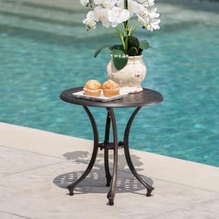 Aluminum Outdoor Coffee Side Tables Online At Lola Outdoor 19 Inch Round Aluminum Side Table By Christopher Knight Home