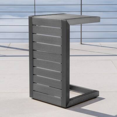 Cape Coral Outdoor C-Shape Aluminum Side Table by Christopher Knight Home