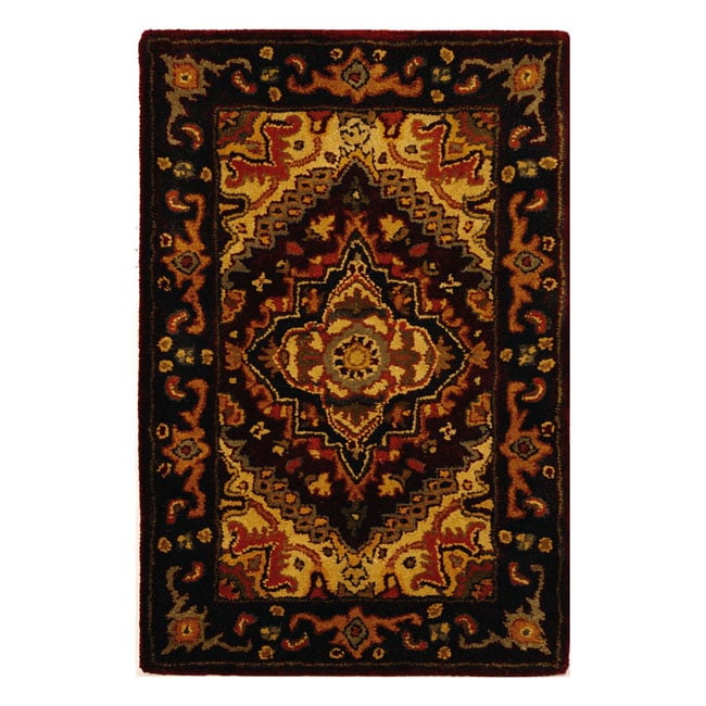 Handmade Heritage Heriz Red/ Navy Wool Rug (2 X 3)