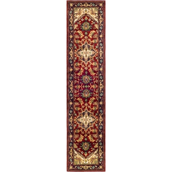 Safavieh Handmade Heritage Traditional Heriz Red/ Navy Wool Runner - 2'3" x 8' Runner