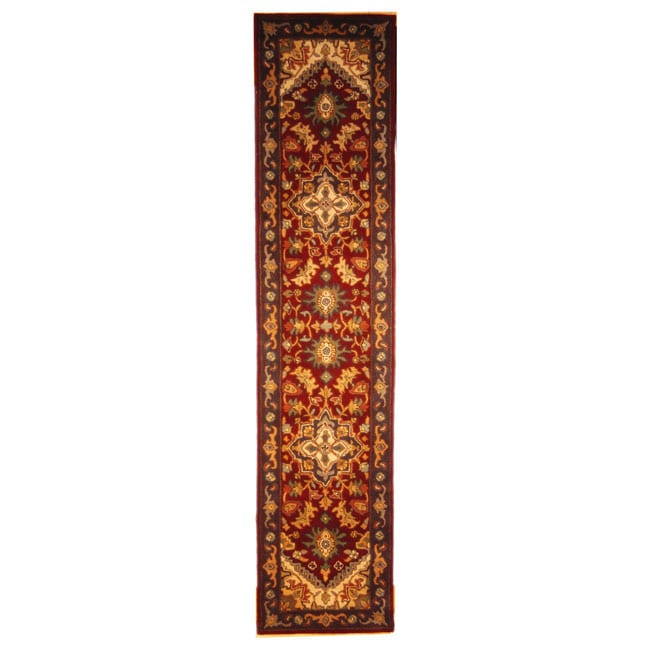 Safavieh Handmade Heritage Traditional Heriz Red/ Navy Wool Runner Rug - 2'3 x 10'