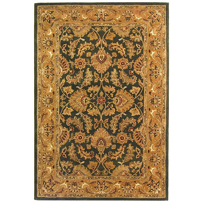 Handmade Heritage Kashan Dark Green/ Gold Wool Rug (6 X 9)