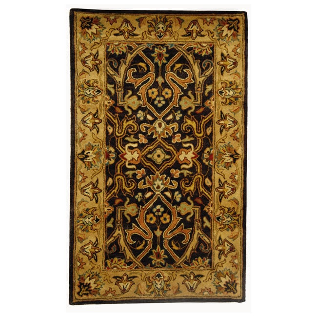 Handmade Sultanabad Charcoal Grey/ Ivory Wool Rug (3 X 5)